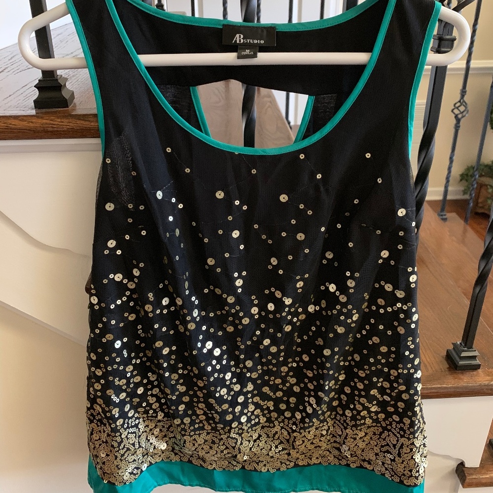Sequin Sparkle Tank Top with Open Back